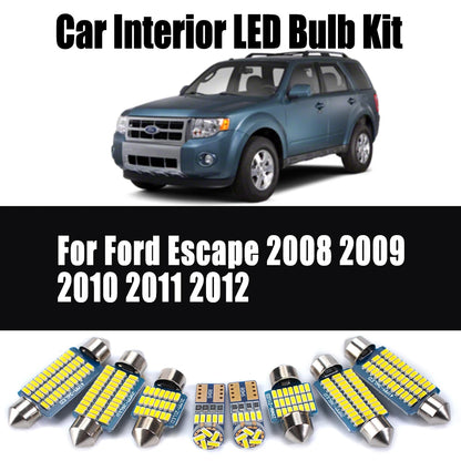 13Pcs Car Accessories For Ford Escape 2008 2009 2010 2011 2012 License Plate Lamp LED Interior Reading Map Dome Trunk Light Kit