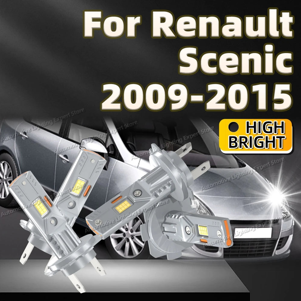 2/4Pcs LED Headlight Bulb 180W CSP Light Fanless Auto Lamps 6000K For Renault Scenic 2009 2010 2011 2012 2013 2014 2015