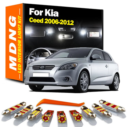 11Pcs Car LED Interior Reading License Plate Light Kit For Kia Ceed 2006 2007 2008 2009 2010 2011 2012 Map Dome Luggage Bulb
