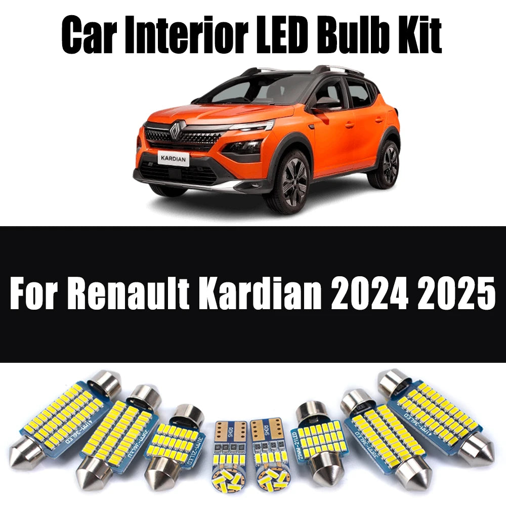 10Pcs Canbus Car LED Interior Ceiling Light Map Dome Trunk Number Plate Bulbs Kit For Renault Kardian 2024 2025 Accessories
