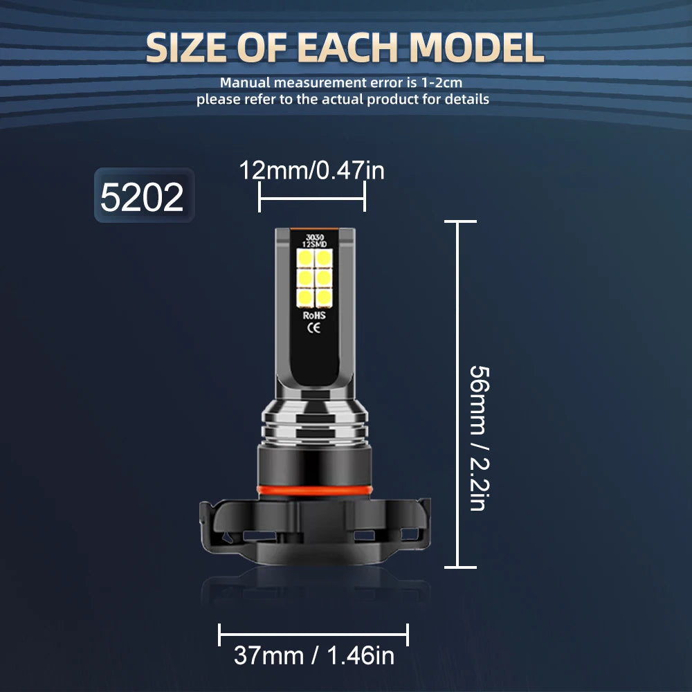 2/6x For Chevy Silverado 1500 2500 2007 2008 2009 2010 2011-2015 LED Car Headlight Bulb 18000LM Auto Headlamp 6000K Fog Lamp 12V