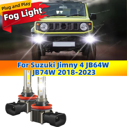 2Pcs LED Fog Lamp Bulbs Front Fog Light Accessories Canbus 6000K For Suzuki Jimny 4 JB64W JB74W 2018 2019 2020 2021 2022 2023