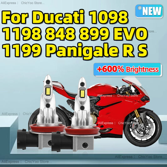 2PCS 6000K Motorcycle Headlight 15000LM Bright White CSP LED Bulbs For Ducati 1098 1198 848 899 EVO 1199 Panigale R S
