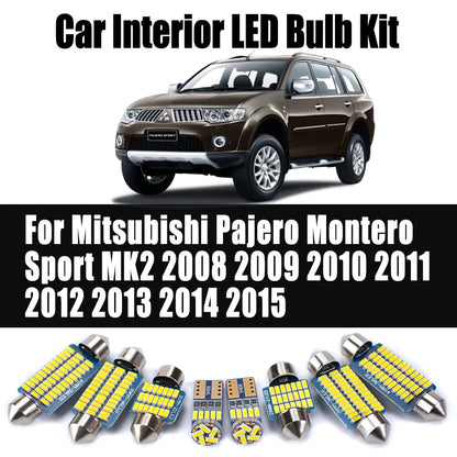 17Pcs Car Bulbs For Mitsubishi Pajero Montero Sport MK2 2008 2009 2010 2011 2012 2013 2014 2015 LED Interior Reading Light Kit