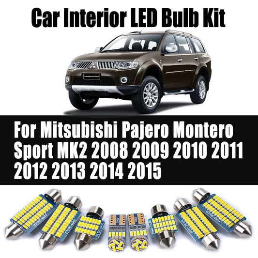 17Pcs Car Bulbs For Mitsubishi Pajero Montero Sport MK2 2008 2009 2010 2011 2012 2013 2014 2015 LED Interior Reading Light Kit