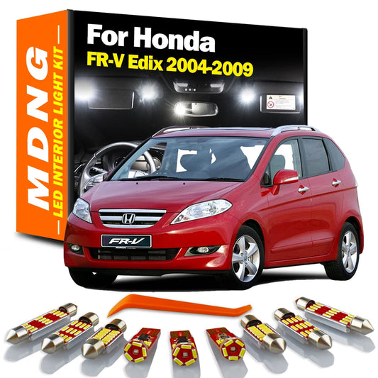MDNG 10Pcs LED Plate Bulbs Interior Reading Light Car Accessories Kit For Honda Edix FR-V FRV 2004 2005 2006 2007 2008 2009 2010