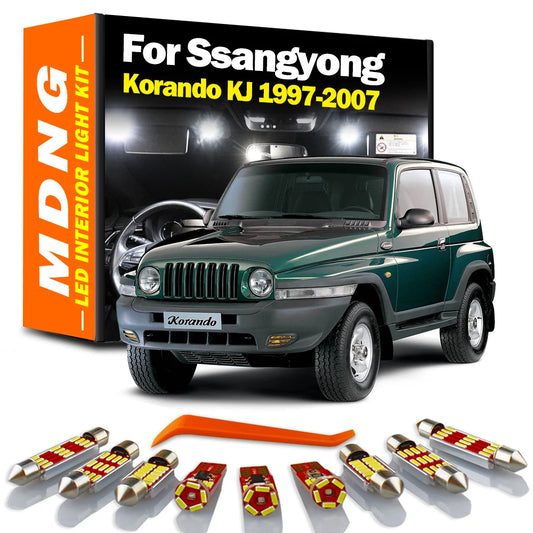 11Pcs LED Interior Map Trunk Plate Light Kit For Ssangyong Korando KJ 1997-2001 2002 2003 2004 2005 2006 2007 Car Bulbs No Error