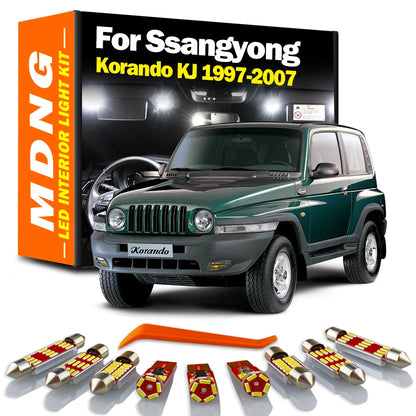 11Pcs LED Interior Map Trunk Plate Light Kit For Ssangyong Korando KJ 1997-2001 2002 2003 2004 2005 2006 2007 Car Bulbs No Error