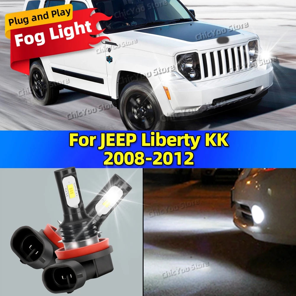 2X LED Car Light Front Fog Lamp Bulb 20000LM Ultra Bright For JEEP Liberty KK 2008 2009 2010 2011 2012 Plug and Play