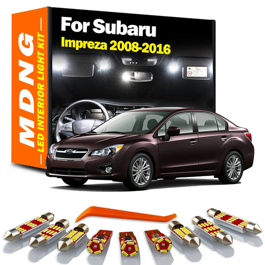 MDNG 8Pcs LED Interior Dome Map Plate Light Kit For Subaru Impreza 2008 2009 2010 2011 2012 2013 2014 2015 2016 Car Accessories