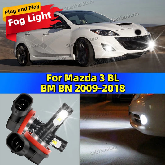 2x Front Fog Light Accessories LED Bulb 20000LM Ultra Bright Lamp For Mazda 3 BL BM BN 2009-2018 2010 2011 2012 2013 2014 2015