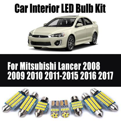8Pcs Canbus Car LED Interior Ceiling Trunk License Plate Light Kit For Mitsubishi Lancer 2008 2009 2010 2011 2014 2015 2016 2017