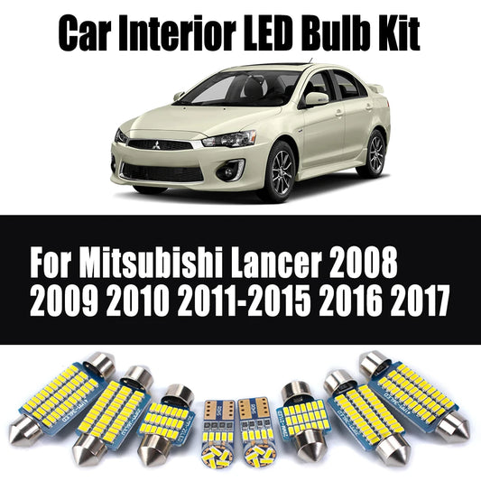 8Pcs Canbus Car LED Interior Ceiling Trunk License Plate Light Kit For Mitsubishi Lancer 2008 2009 2010 2011 2014 2015 2016 2017