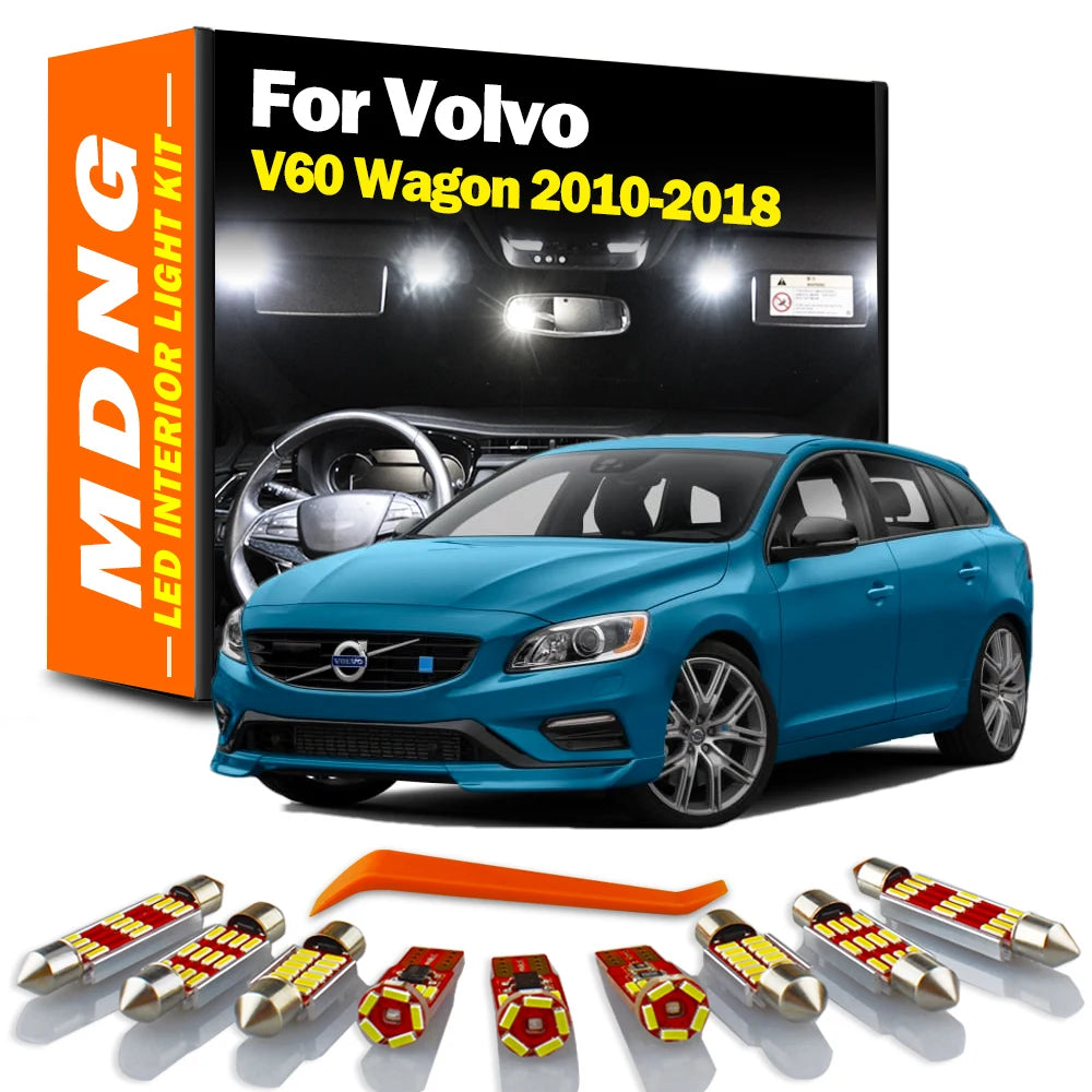 MDNG 19Pcs Canbus Car LED Interior Light Kit For Volvo V60 Wagon 2010 2011 2012 2013 2014 2015-2018 Map Dome License Plate Lamp