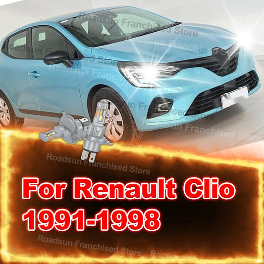 2Pcs Hi/Lo Beam Headlights 180W 30000LM Plug&Play For Renault Clio 1991-1998