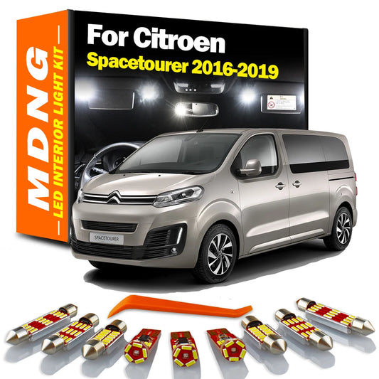 MDNG 10Pcs Canbus For Citroen Spacetourer 2016 2017 2018 2019 Accessories LED Interior Dome Map Luggage Light Kit Car Bulbs