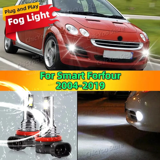 6000K Front Fog Light LED Bulb Accessories Lamp Canbus 80W For Smart Forfour 2004-2019 2007 2008 2009 2010 2011 2012 2013 2014