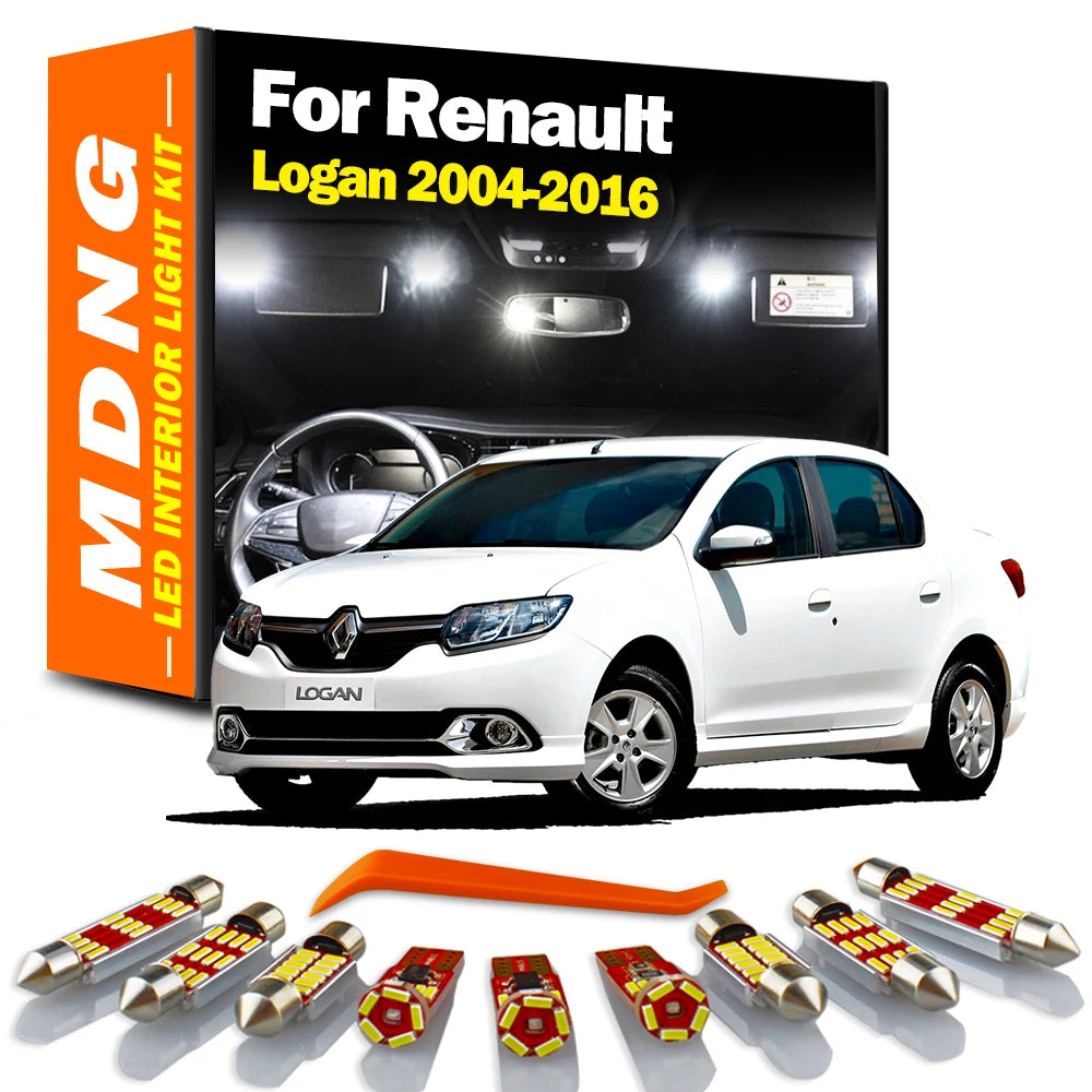 MDNG Canbus For Renault Logan 2004-2011 2012 2013 2014 2015 2016 Car Bulbs LED Interior Map Reading Dome Light Kit Accessories