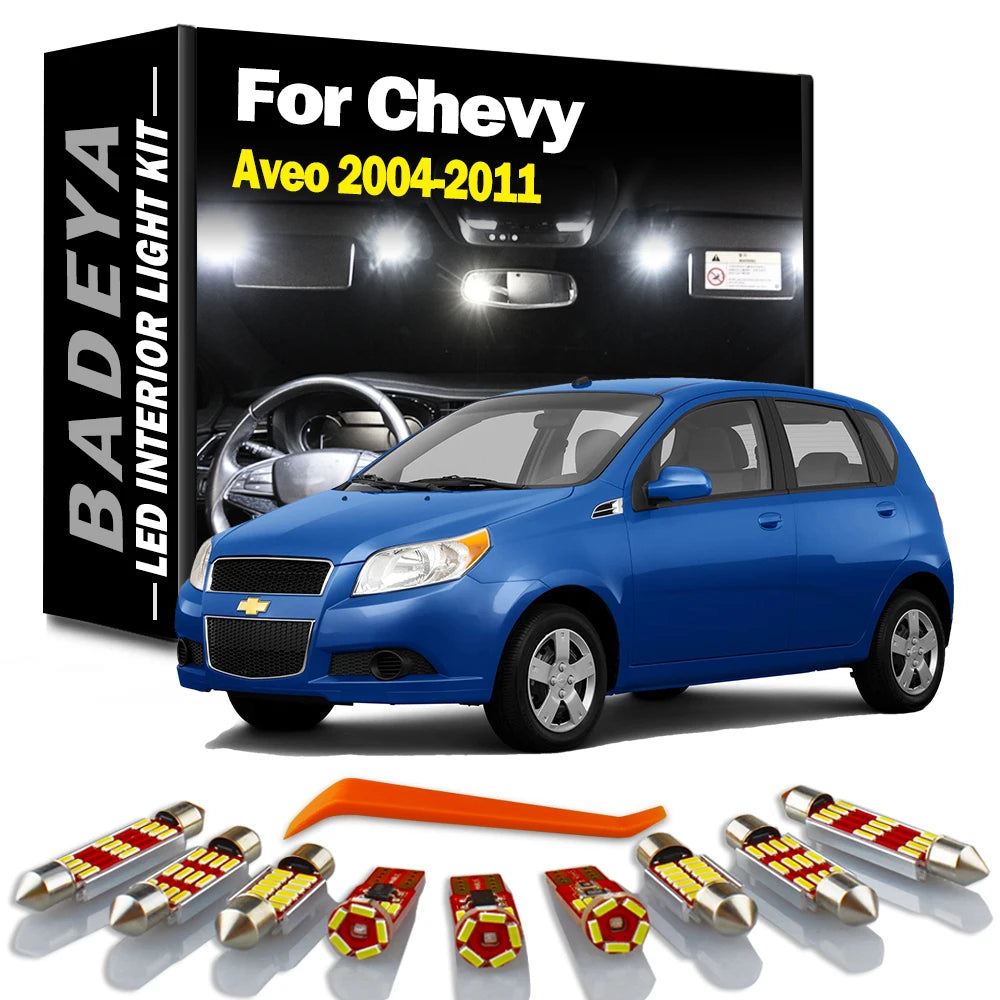 BADEYA 11Pcs Canbus LED Interior Light Kit For Chevrolet Chevy Aveo 2004-2008 2009 2010 2011 Vehicle Lamp Car Led Bulbs No Error