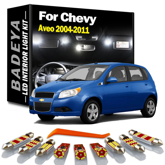 BADEYA 11Pcs Canbus LED Interior Light Kit For Chevrolet Chevy Aveo 2004-2008 2009 2010 2011 Vehicle Lamp Car Led Bulbs No Error