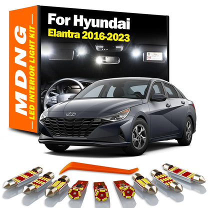 MDNG 10Pcs For Hyundai Elantra MK6 VI 6 2016 2017 2018 2019 2020 2021 2022 2023 LED Interior Reading Trunk Light Kit Car Bulbs