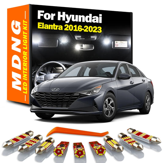 MDNG 10Pcs For Hyundai Elantra MK6 VI 6 2016 2017 2018 2019 2020 2021 2022 2023 LED Interior Reading Trunk Light Kit Car Bulbs