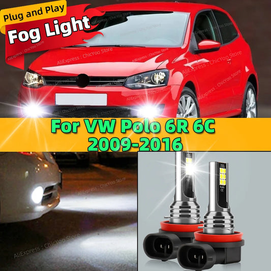 2Pcs 12V 6000K Front Fog Light LED Bulb Accessories Lamp Canbus For VW Polo 6R 6C 2009 2010 2011 2012 2013 2014 2015 2016
