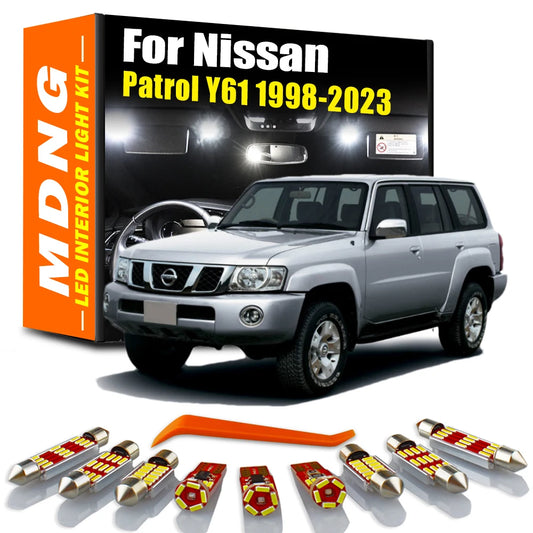 10Pcs For Nissan Patrol Y61 1998- 2017 2018 2019 2020 2021 2022 2023 LED Interior Reading Number Plate Light Kit Car Accessories