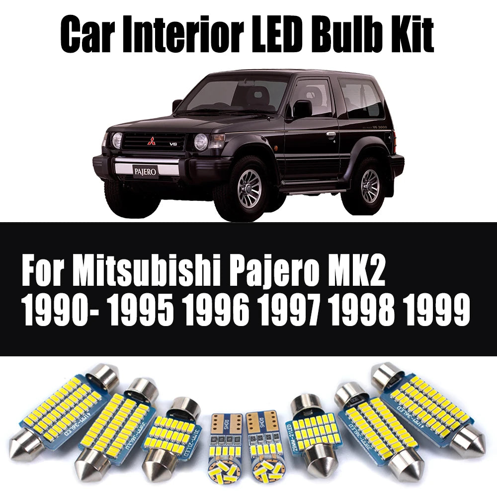 13Pcs Canbus LED Interior Reading Light Car Trunk Door Bulbs Kit For Mitsubishi Pajero MK2 1990- 1994 1995 1996 1997 1998 1999