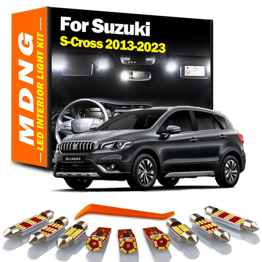 MDNG 10Pcs For Suzuki S-Cross 2013- 2019 2020 2021 2022 2023 LED Interior Reading License Plate Light Kit Car Bulbs Accessories