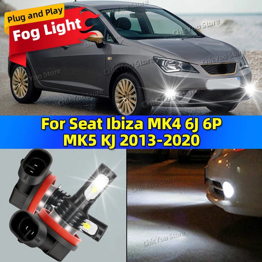 6000K Auto LED Fog Lights 20000LM CSP Car Fog Lamp Bulbs For Seat Ibiza MK4 6J 6P MK5 KJ 2013-2020 2014 2015 2016 2017 2018