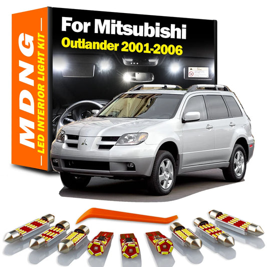 MDNG 11Pcs LED Interior Map Dome Trunk Light Kit Canbus For Mitsubishi Outlander MK1 I 2001-2003 2004 2005 2006 Car Reading Bulb