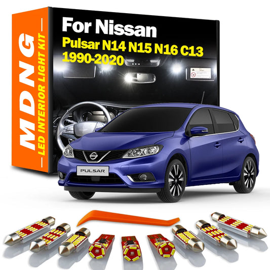MDNG Canbus Car LED Interior Light Kit For Nissan Pulsar N14 N15 N16 C13 1990-2018 2019 2020 Map Dome Trunk Number Plate Lamp