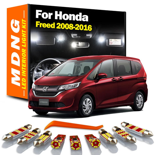 MDNG 11Pcs For Honda Freed 2008 2009 2010 2011 2012 2013 2014 2015 2016 LED Interior Reading Light Kit Trunk License Plate Lamp