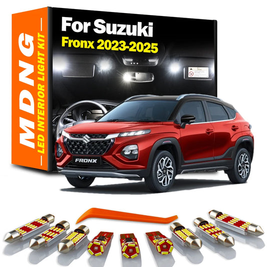 10Pcs No Error For Suzuki Fronx 2023 2024 2025 LED Interior Map Dome Reading Trunk Light Kit Number Plate Lamp Car Accessories