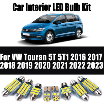13Pcs Canbu For VW Volkswagen Touran 5T 5T1 2016 - 2018 2019 2020 2021 2022 2023 LED Interior Trunk Light Car Reading Bulbs Kit