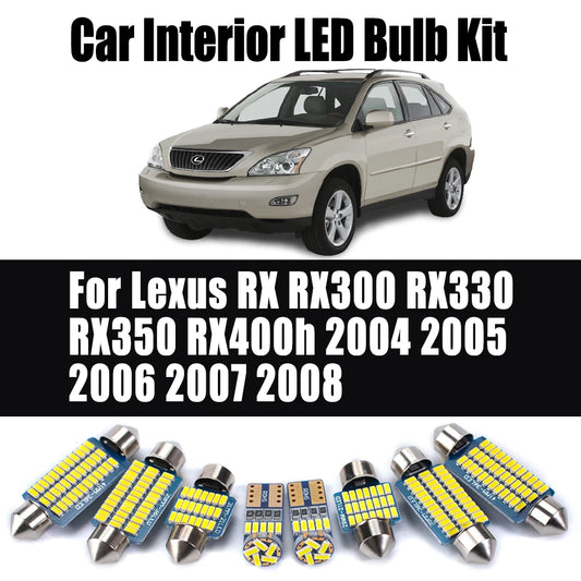 20Pcs For Lexus RX RX300 RX330 RX350 RX400h 2004 2005 2006 2007 2008 Map Trunk Bulb LED Interior Reading License Plate Light Kit
