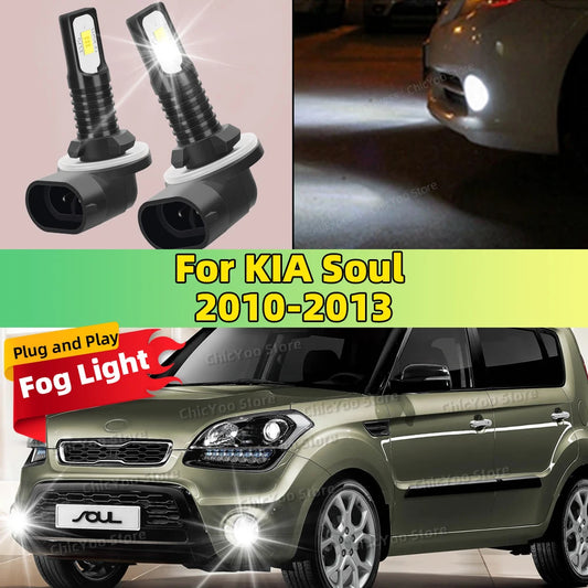 For KIA Soul 2010 2011 2012 2013 2pcs LED Bulbs Car Fog Light 6000K Anti-Glare Lamp Plug and Play in 5 Minutes