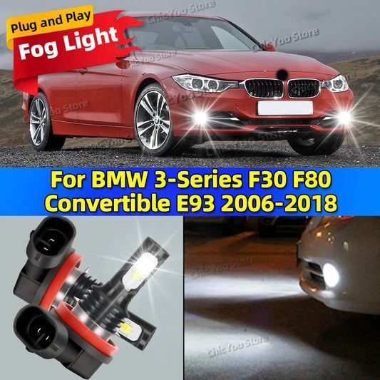 2x Front Fog Light Accessories LED Bulb 20000LM Ultra Bright Lamp For BMW 3-Series F30 F80 Convertible E93 2006-2018 2012 2013