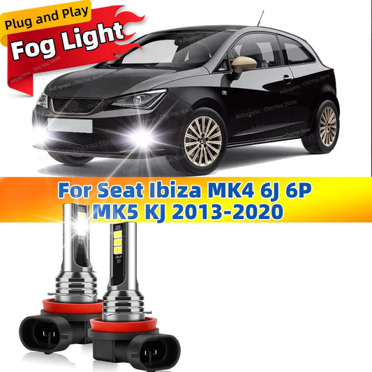 6000K Front Fog Light LED Bulb Accessories Lamp Canbus 80W For Seat Ibiza MK4 6J 6P MK5 KJ 2013 2014 2015 2016 2017 2018 19 2020