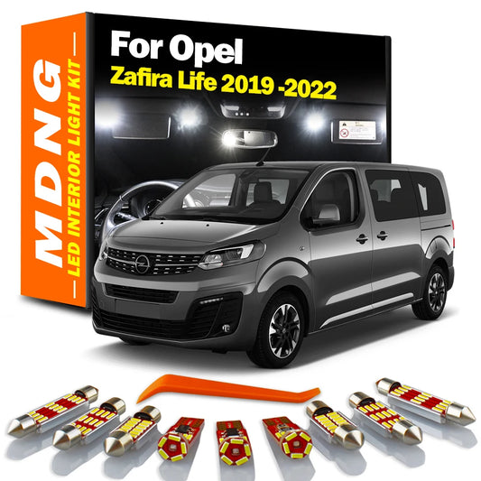 12Pcs Canbus LED Interior Dome Map Reading Trunk Light Kit For Opel Vauxhall Zafira Life 2019 2020 2021 2022 Car Accessories