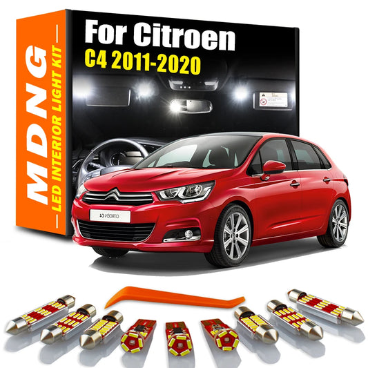 17Pcs For Citroen C4 2011 2012 2013 2014 2015 2016 2017 2018 2019 2020 LED Interior Reading Luggage Light Kit Car Accessories
