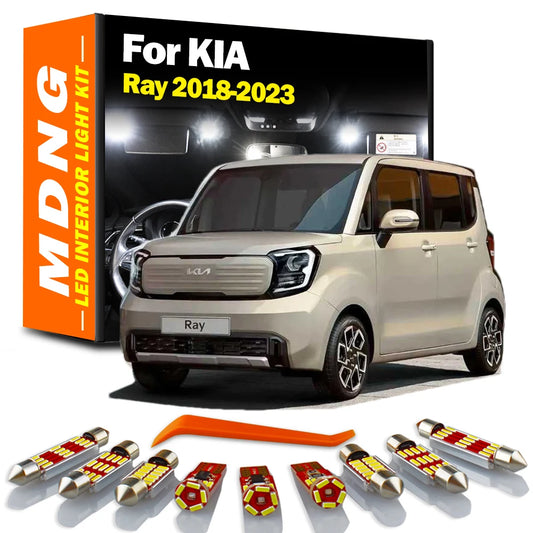 MDNG 10Pcs LED Reading Bulb Interior Light Kit For KIA Ray 2018-2021 2022 2023 Canbus Trunk License Plate Lamp Car Accessories