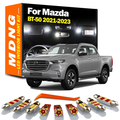 MDNG 8Pcs Canbus LED Interior Map Dome License Plate Light Kit For Mazda BT-50 BT50 2021 2022 2023 Car Reading Bulbs Accessories