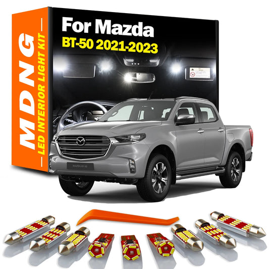 MDNG 8Pcs Canbus LED Interior Map Dome License Plate Light Kit For Mazda BT-50 BT50 2021 2022 2023 Car Reading Bulbs Accessories