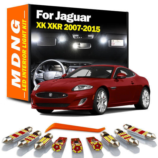 MDNG 11Pcs Canbus Car Accessories For Jaguar XK XKR 2007-2010 2011 2012 2013 2014 2015 LED Indoor Bulbs Interior Roof Light Kit