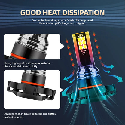 2/6Pcs High Power Lighthouse 4SIde CHip LED Headlight Car Fog Lamp For Dodge Durango 2011 2012 2013 6000K Light Bulbs