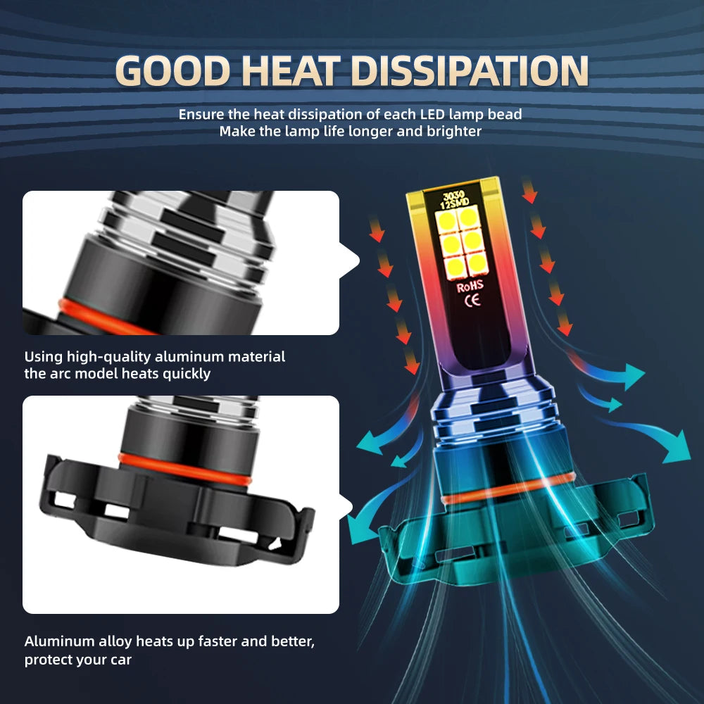 2/4Pcs LED 180W High Bright Headlight 4Side Chips 6000K Car Lights Fog Lamp For Ford Escape 2008 2009 2010 2011 2012