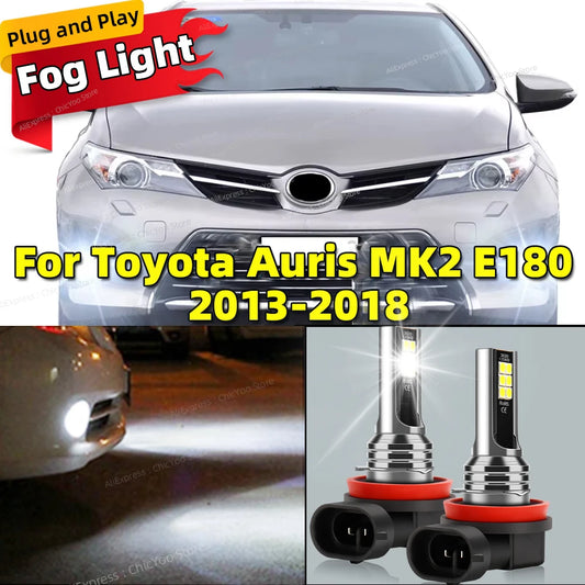 2Pcs 12V 6000K Front Fog Light LED Bulb Canbus Car Lamp For Toyota Auris MK2 E180 2013 2014 2015 2016 2017 2018 Plug and Play