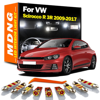 MDNG 11Pcs Canbus For VW Volkswagen Scirocco R 2009 2010 2011 - 2014 2015 2016 2017 LED Interior Trunk Reading Bulbs Light Kit